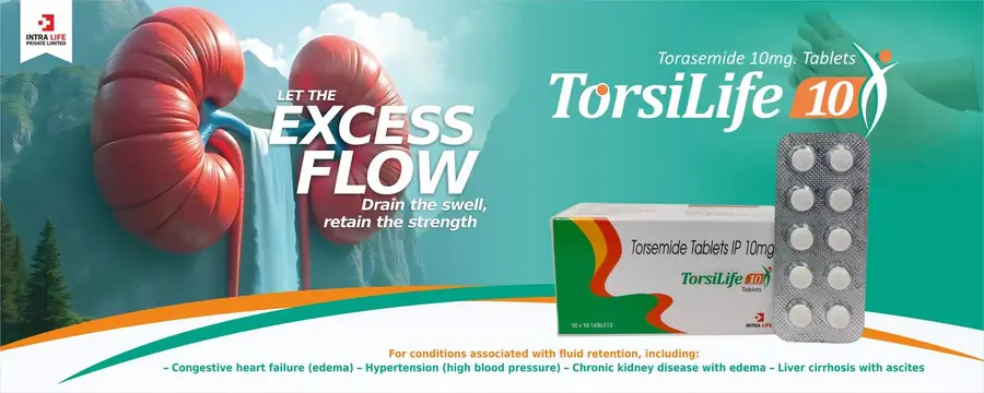 TorsiLife 10 Torasemide 10 mg - Intra Life PCD pharma franchise product banner